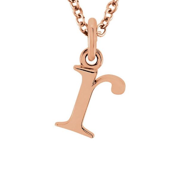 The Abbey Lower Case Initial 'r' Necklace in 14k Rose Gold, 16 Inch - Picture 1 of 3